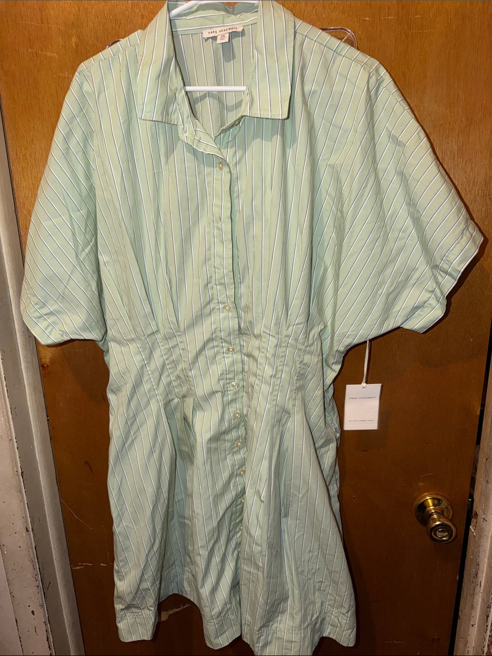 Mint Green Stripe Mini Corset Shirt Dress